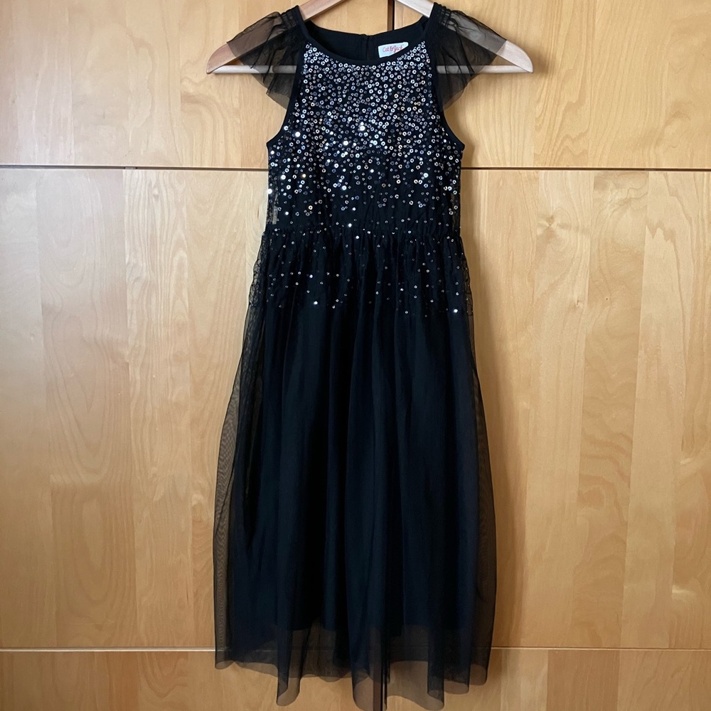 Kids Black and Silver Sequined Dress, Size 6